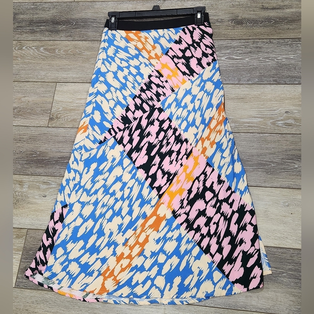 Anthropologie Corey Lynn Calter Bias Colorful Abstract Women's Slip Skirt